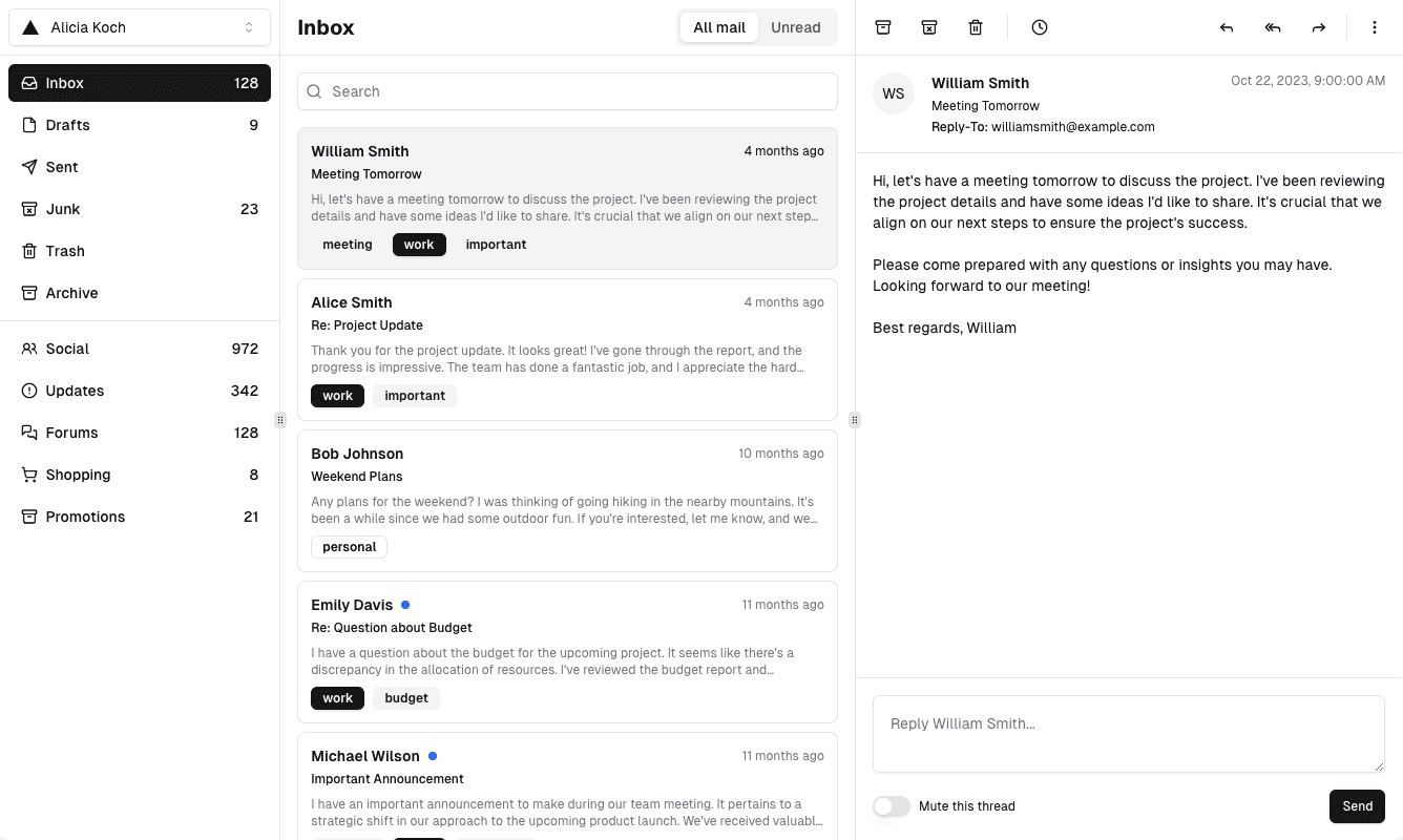 Preview of the product interface