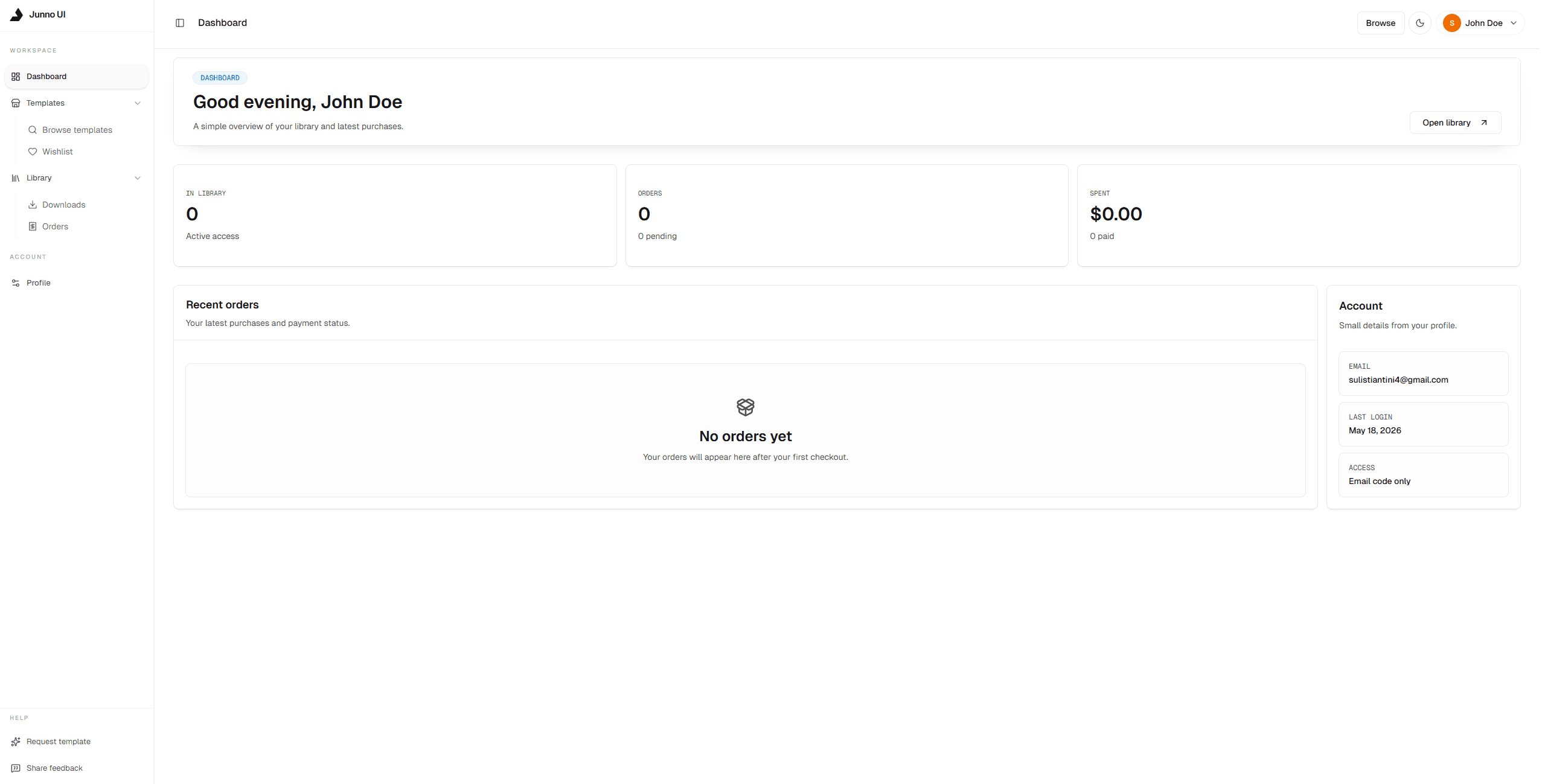 Junno UI template preview